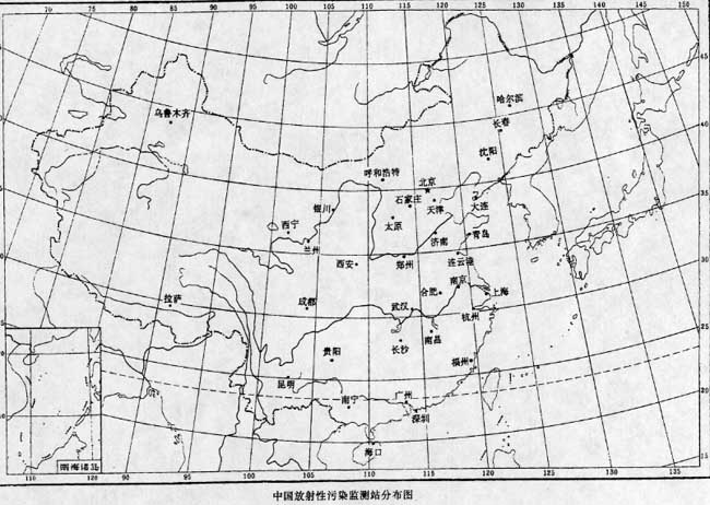 中國放射性污染監測站分布圖